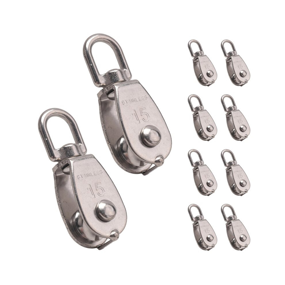 Crane Pulley Block M15 Lifting Crane Swivel Hook Single Pulley Block Hanging Wire Towing Wheel 10Pcs 4711208203020