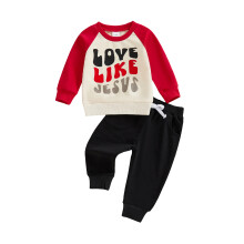 (12-18 Months, Red) Completo invernale/autunnale per neonati e bambini, set di 2 pezzi con felpa a maniche raglan e pantaloni a tinta unita.