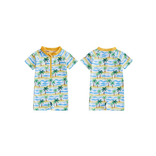 (0-6 Months, Lemon Yellow) Μαγιό Rash Guard για νήπια με θέμα ωκεανό, φερμουάρ, κοντομάνικο 1