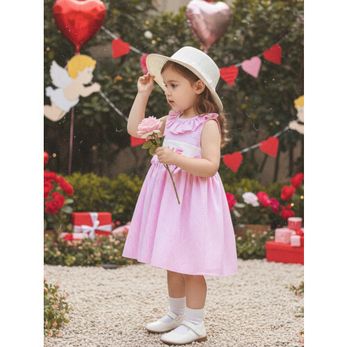 (18-24 Months, Pink) Φόρεμα αγίου Βαλεντίνου φιόγκο, casual. 2