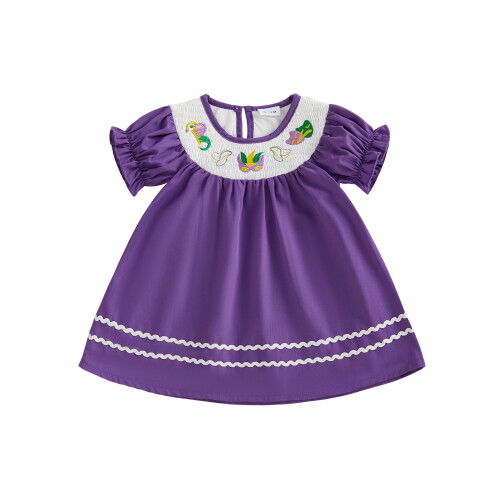 (4-5 Years, Purple) Φόρεμα καρναβαλιού για στρογγυλή λαιμόκοψη.