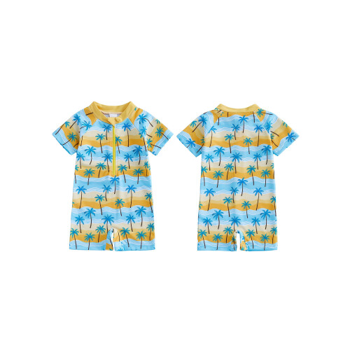 (12-18 Months, Yellow) Μαγιό Rash Guard για νήπια με θέμα ωκεανό, φερμουάρ, κοντομάνικο 1
