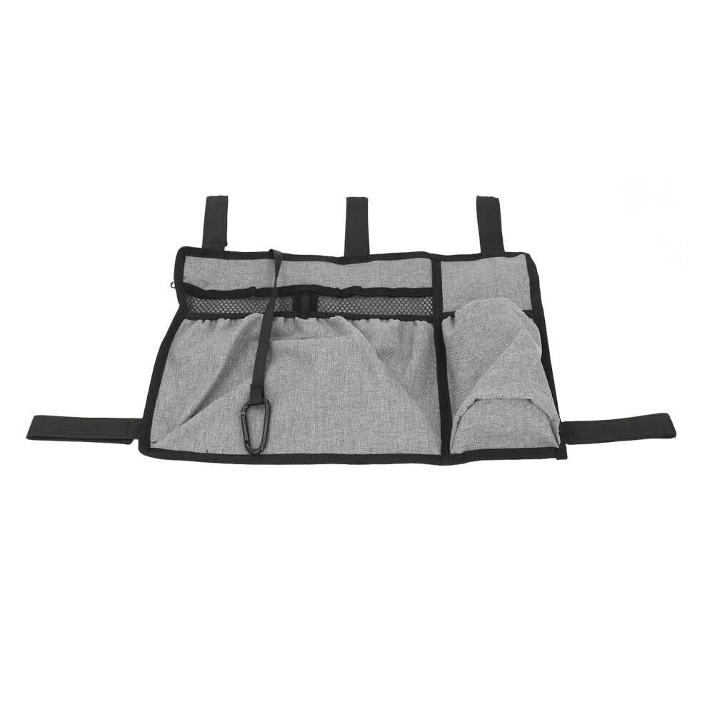 Grey Wheelchair Side Storage Bag Waterproof Portable Armrest Hanging Accessory