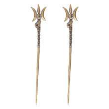 2Pcs Golden Copper Hair Sticks Ancient Style for Long Hair Bun Cosplay