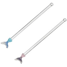 6Pcs Long Handle Glass Cocktail Stirring Rods Assorted Colors