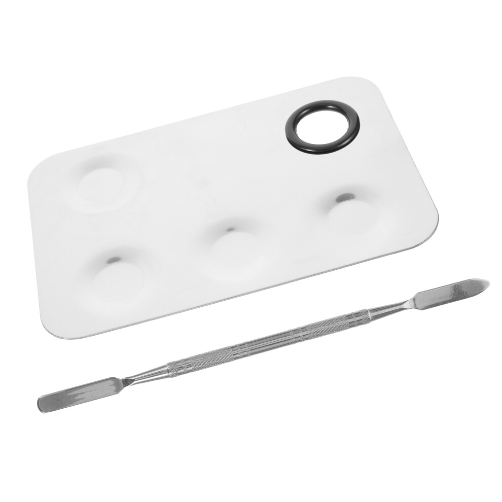 Ohphcall Silver 3Sets Stainless Steel Makeup Mixing Tray With Spatula Durable