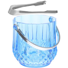 4Pcs Sky-Blue Ice Buckets with Stainless Steel Tongs for Wine