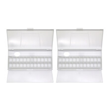 2Pcs White Plastic Watercolor Palette Box 24 Wells Foldable Paint Case