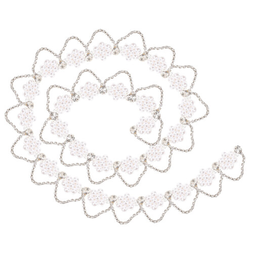 2Strings Silver Pearl Rhinestone Chain Trim for DIY Sewing and Apparel 2