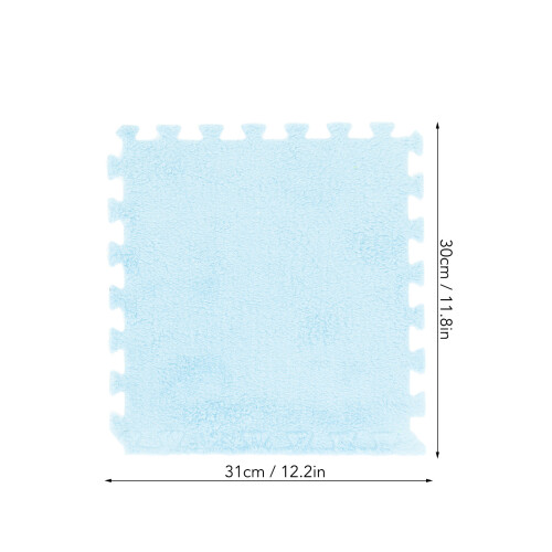 10er Set Hellblaue Plüschschaumstoff-Interlocking-Teppichfliesen, 31 x 30 cm 1