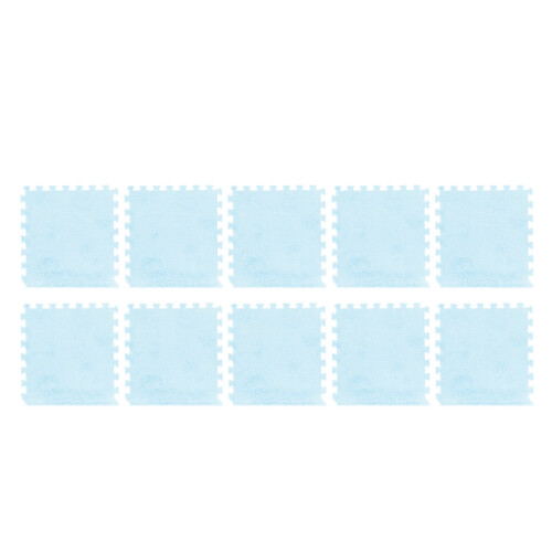 10pcs Light Blue Plush Foam Interlocking Floor Mat 31x30cm 2
