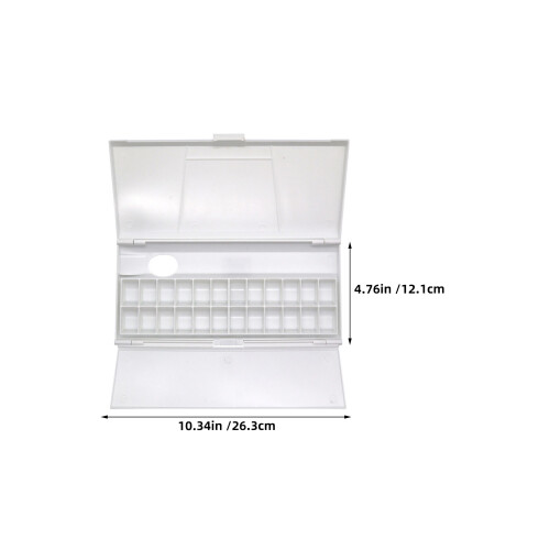 2Pcs White Plastic Watercolor Palette Box 24 Wells Foldable Paint Case 1