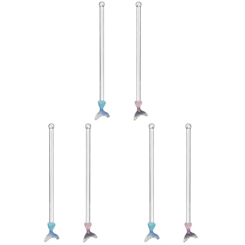 6Pcs Long Handle Glass Cocktail Stirring Rods Assorted Colors 1