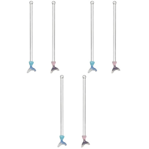 6Pcs Long Handle Glass Cocktail Stirring Rods Assorted Colors 2