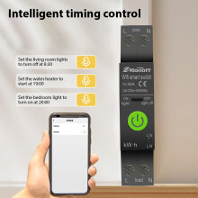 Interruttore intelligente WiFi con protezione da sovratensione da 63A, nero, compatibile con l'app Tuya