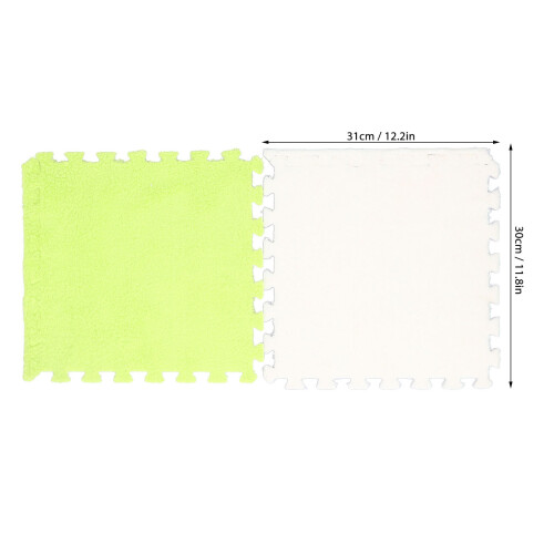 10 Stück Plüsch-Interlocking-Matte 31x30cm grün/weiß 1