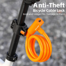 Steel Cable Bike Lock 1.15m, Waterproof, Anti-theft, 12mm Thickness