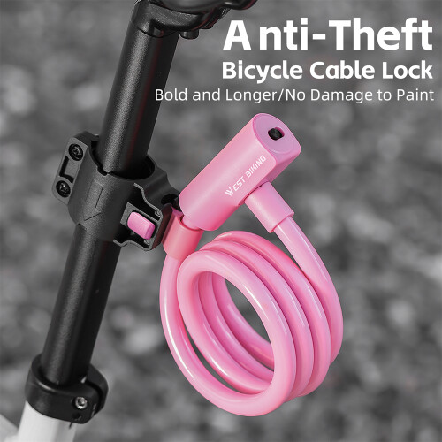 Portable Steel Cable Bike Lock 1.15m Waterproof Keyless Antitheft 1