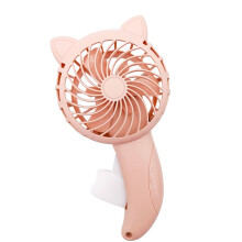 Hand Press Cartoon Cat Ear Fan - Small Manual Cooler Pink, 11x4x20cm