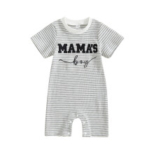 (6-12 Months, Gray) Tutina da neonato a maniche corte con scollo rotondo e ricamo a lettere, pigiama senza piedini per neonati.