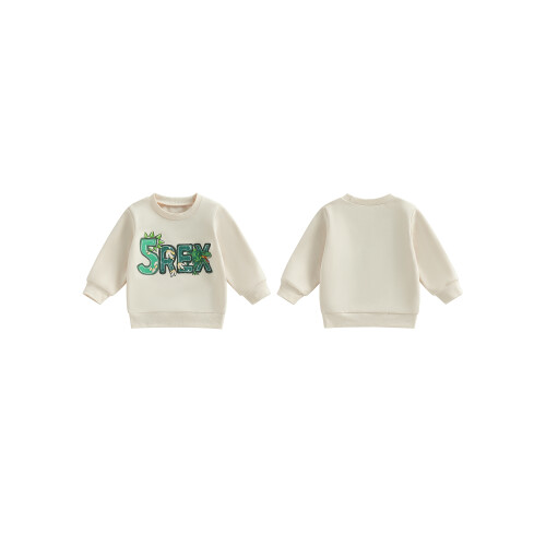 (5-6 Years, Beige) Γενέθλια φούτερ νήπιου μπλούζες φθινοπώρου 1