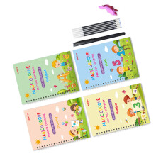 Set di 4 Quaderni di Scrittura per Bambini, Quaderni di Calligrafia Riutilizzabili per Bambini dai 3 agli 8 Anni