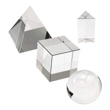 4 Pack K9 Optical Crystal Photography Prism Set,Include 55mm ,50mm Square and Triangular Prism, 60mm Optical Pyramid