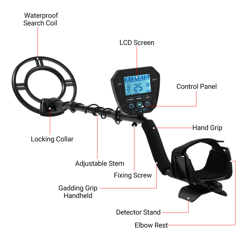 Professional Gold Metal Detector for Treasure Hunt, 10" Search Coil