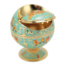 Vintage Zinc Alloy Dragon Pattern Windproof Ashtray 12.5x10cm Green