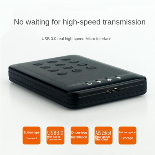 2X Gabinete HDD Gabinete SSD Gabinete de Disco Rígido Criptografado Gabinete de Disco Rígido USB3.0  de 5 Gbps para Disco Rígido de 2,5 Polegadas 2
