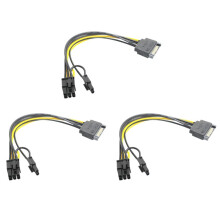 15Pin Male to 8Pin(6+2) PCI-E Power Supply Cable Cable 15-Pin to 8 Pin Cable 18AWG Wire for Graphic Card(3Pcs)