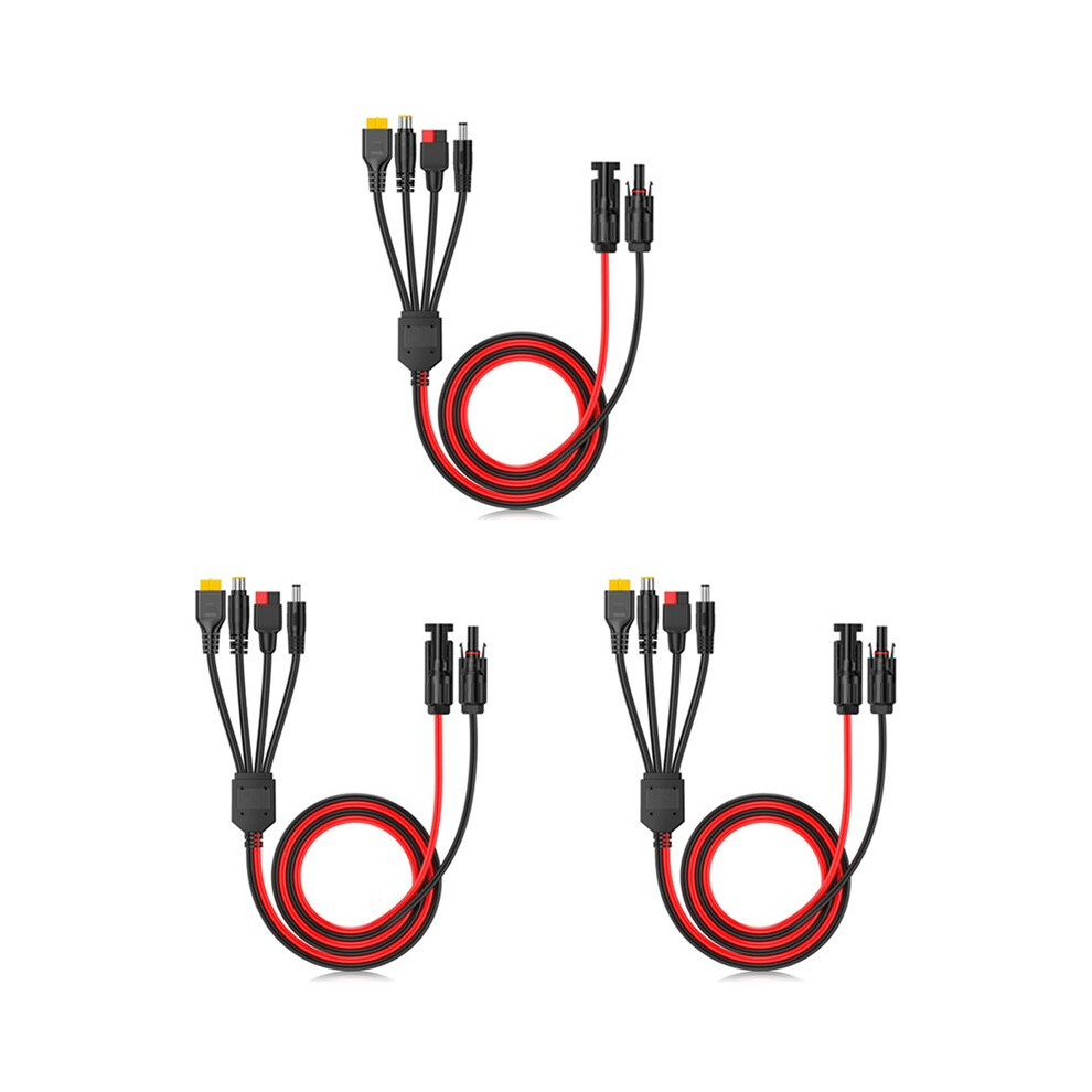 3X 4-In-1 Solar Panel Connector Extension Cable Splitter For Anderson Connector Adapter Power Plug Xt60 Female Conn 6033533293131