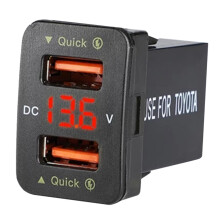 36W Fast Car Charger QC3.0 Dual USB Fast Charger with Red Voltage Waterproof Mobile Phone Charger for  40x22MM