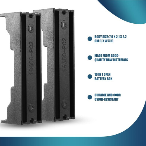 10x Black Open Battery Holder Case Box for 3.7V 18650 Battery 2