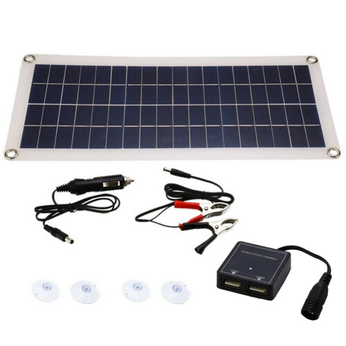 1X8W 12V Dual USB/ Flexible Solar Panel Efficient Car Battery Charge Camping 1