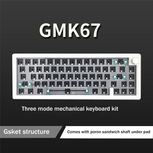 GMK67 Hot Swappable RGB Backlight Mechanical Keyboard Kit  2.4G Wireless 3 Mode Customized DIY Keyboard White 2