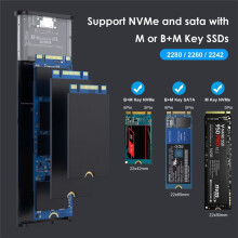 M2 SSD-Fodral NVME  Dual Protocol M.2 Till USB Type C 3.1 SSD-Adapter för NVME PCIE NGFF  SSD Disk Box M.2 SSD-Fodral