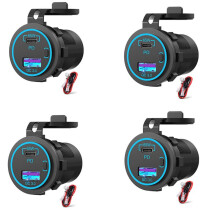 4X 65W PD 12V USB Outlet for Laptop USB C Car Charger Socket Multi Port Outlet Waterproof Adapter for Car Boat Truck