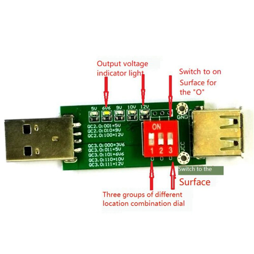 3X QC3.0 Decoy QC Adapter Tester Board pour QC2.0 QC3.0  Fast Charge Fixed Voltage Test Board 1