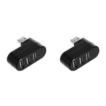 2X 3 Port USB 2.0 Hub USB Port Splitter USB 2.0 Expander 90-180 Degree Rotatable for Laptop PC Tablet Printer Camera