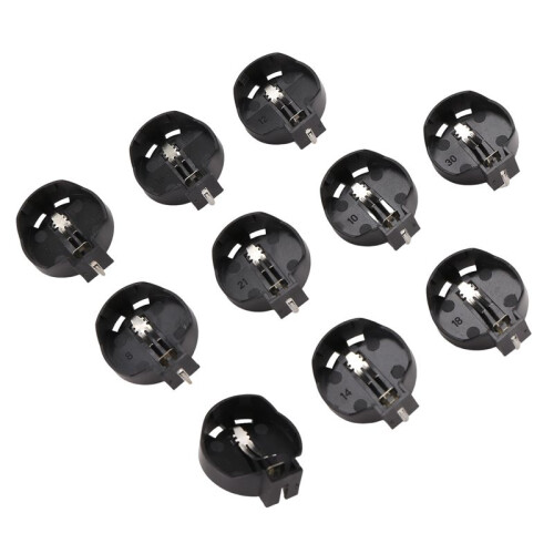 50pcs Black Round Button Battery Holder Case for CR2032 2016 2025 1