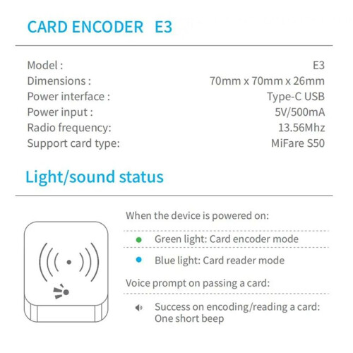 2X TTLOCK  Card Encoder NFC 13.56M M1 IC Card Reader RFID Chip Scanner for TT Hotel TT Rental System Software 1