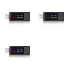 3X 6 in 1 USB Tester DC4-30V IPS Display Digital Voltage Power Timing Capacity Meter Detector for Current, Voltage,Black