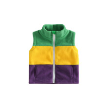 (2-3 Years, Purple) Toddler Boys Fleece Vest Fashion Sleeveless Contrast Color Zip Up Kid Jackets Warm Clothes