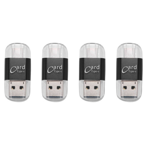 4X Card Reader Aluminum USB Type C OTG Micro-/TF External Memory Card Reader Adapter for Mobile Phone Computer(Black)