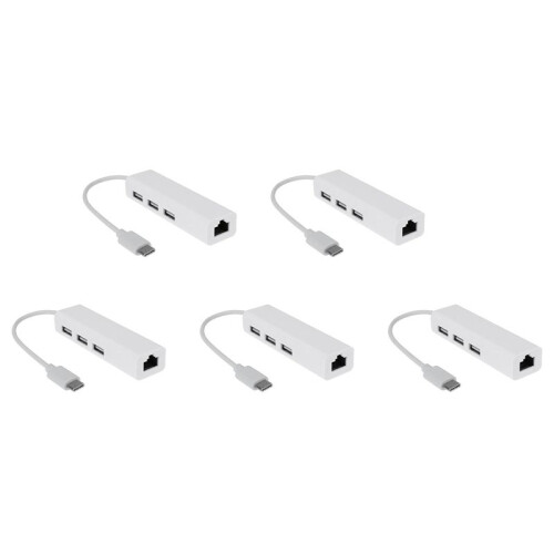 5X USB-C USB 3.1 Type C to USB RJ45 Ethernet Lan Adapter Hub Cable for  PC