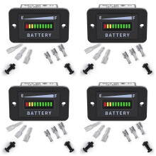 4X Medidor de Bateria de Carrinho de Golfe 48V LED Indicador de Bateria Medidor de Bateria Medidor de NíVel de Bateria IP65 para Carro Clube,