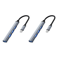 2X RéPartiteur de Concentrateur USB 4 Adaptateur Multi-Hub de Type C Vers USB 3.0 Adaptateur Secteur USB à Plusieurs