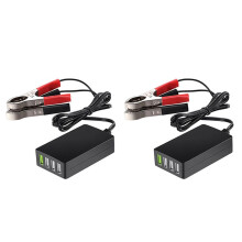 2X Tragbarer Gleichstrom mit Batterieclip, 12 V/24 V Bis 5 V, 4-Port-USB-LadegeräT, Multiport-Adapter, Andere Smartphones und Tablets