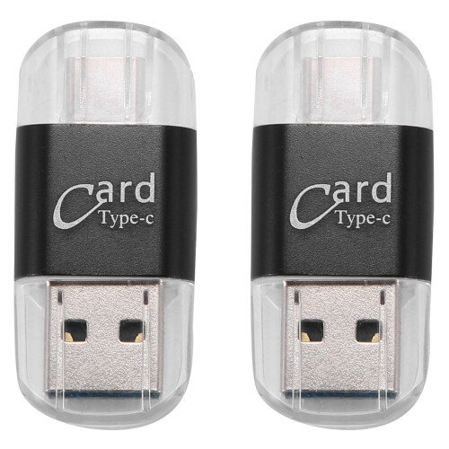 2X Card Reader Aluminum USB Type C OTG Micro-/TF External Memory Card Reader Adapter for Mobile Phone Computer(Black)